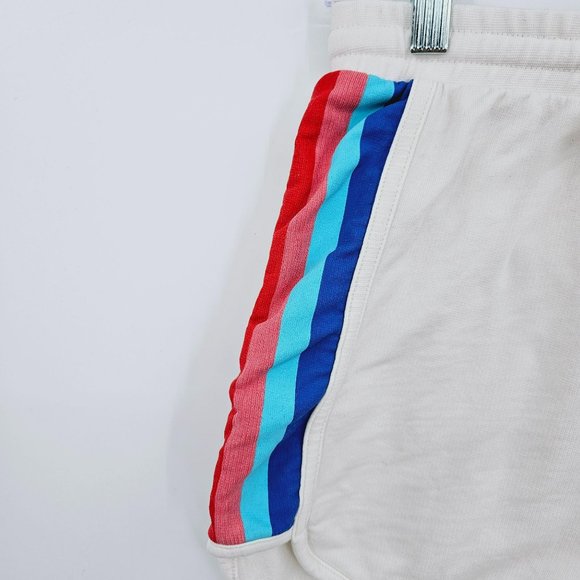 J Crew Factory Rainbow Striped Side Panel Shorts XXS White Retro Athletic Terry - Picture 4 of 14